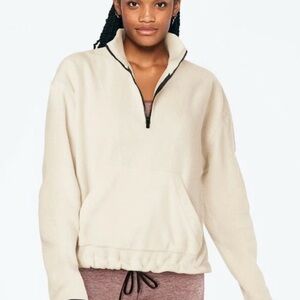 PINK Victoria's Secret Off-White Quarter-Zip Hoodie